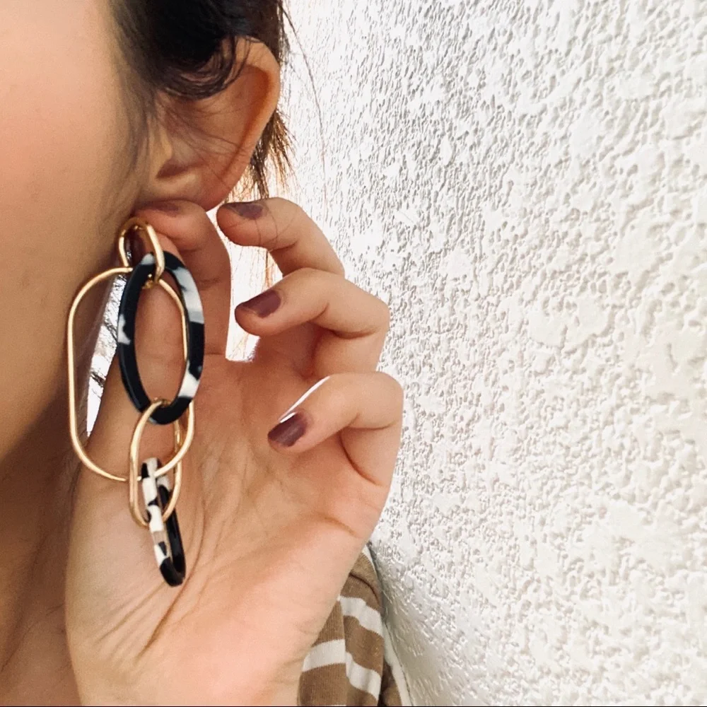 Acrylic Chic Modern Art Drop Earrings - Picture 6 of 7